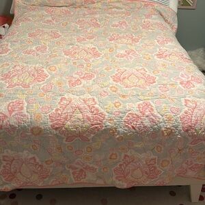 Pottery Barn Kids Kristen Paisley Twin/full Duvet Cover Pink Blue Butterflies
